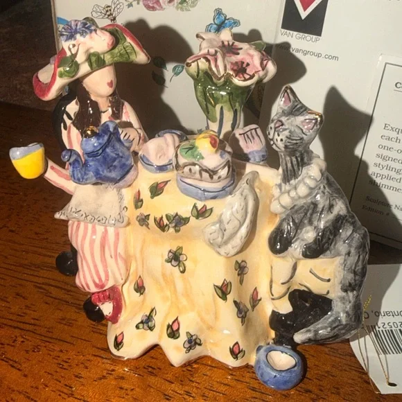 Clayworks by Heather Goldminc Presented By Blue Sky Whimsical Tea Party Figurine - Picture 9 of 15